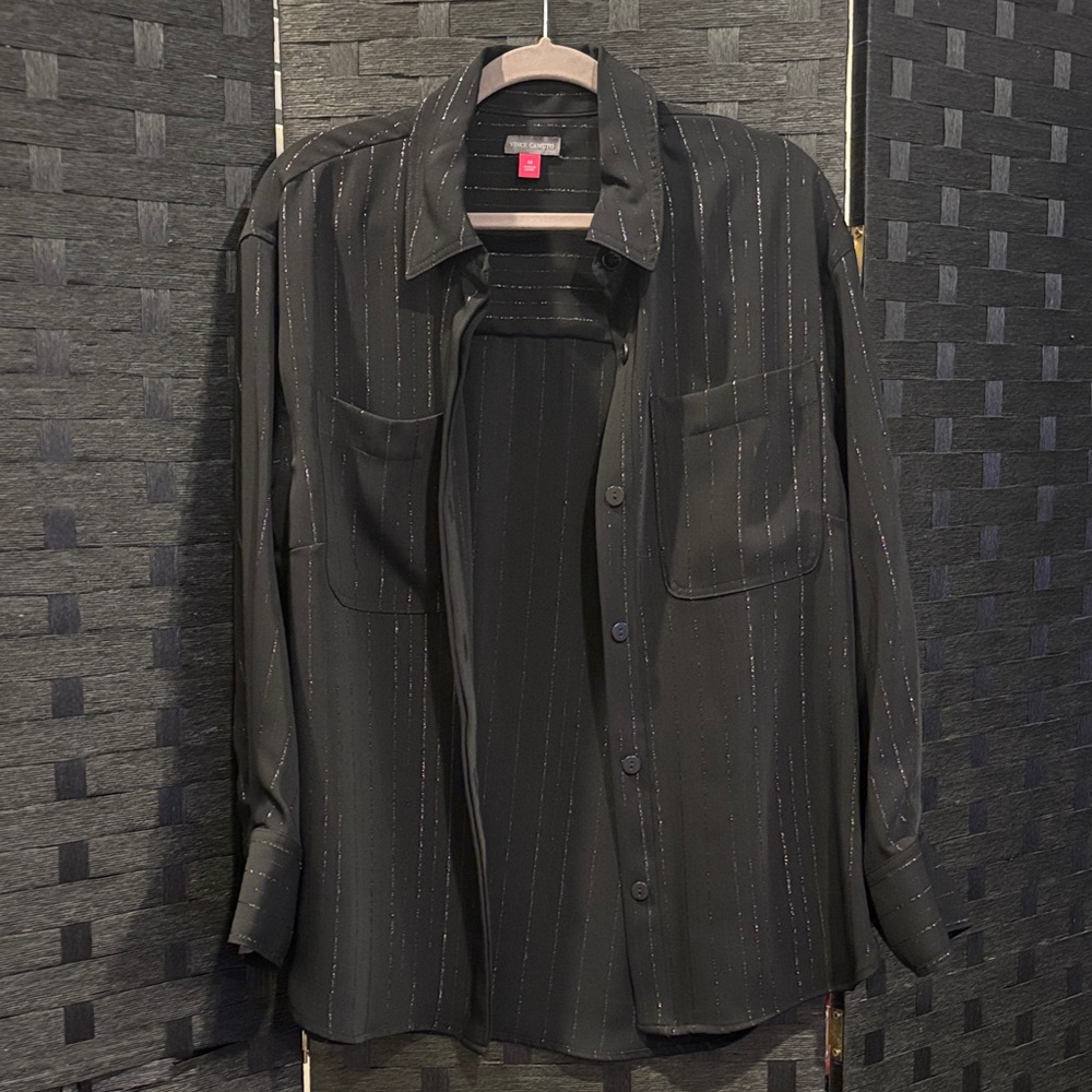 Vince Camaro Metallic pinstriped button down